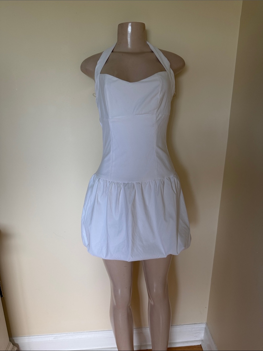 wild fable White Halter Bubble Hem Mini Dress
